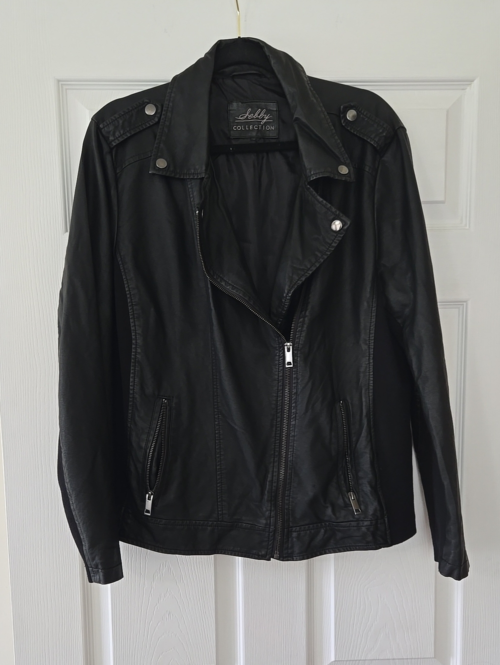 Sebby Collection Faux Leather Black Biker Jacket
